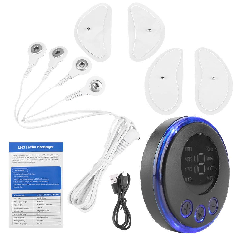 EMS Facial Massager Current Muscle Stimulator 8 Modes 19 Levels Facial Lifting