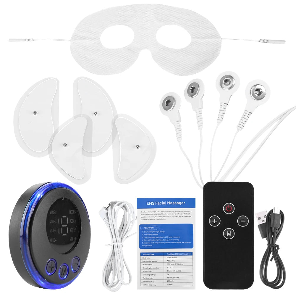 EMS Facial Massager Current Muscle Stimulator 8 Modes 19 Levels Facial Lifting