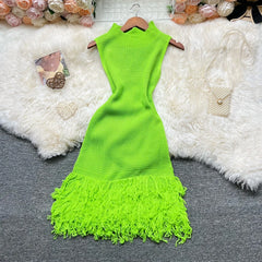 Women Dress 2025 New Summer Fashion Sexy Openwork Stitching Sleeveless