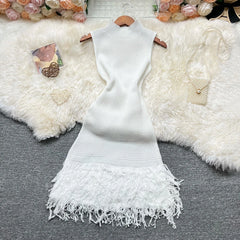 Women Dress 2025 New Summer Fashion Sexy Openwork Stitching Sleeveless