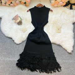 Women Dress 2025 New Summer Fashion Sexy Openwork Stitching Sleeveless