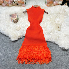 Women Dress 2025 New Summer Fashion Sexy Openwork Stitching Sleeveless