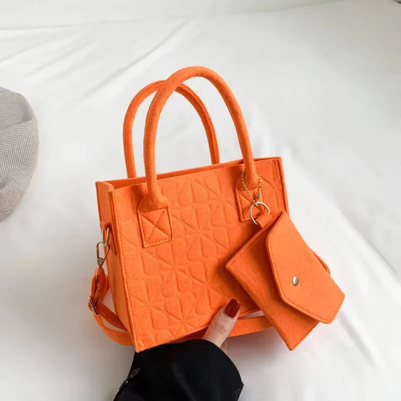 Minimalist Embossed Felt Lightweight Handbag