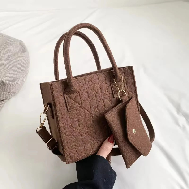 Minimalist Embossed Felt Lightweight Handbag