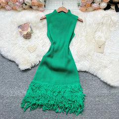 Women Dress 2025 New Summer Fashion Sexy Openwork Stitching Sleeveless