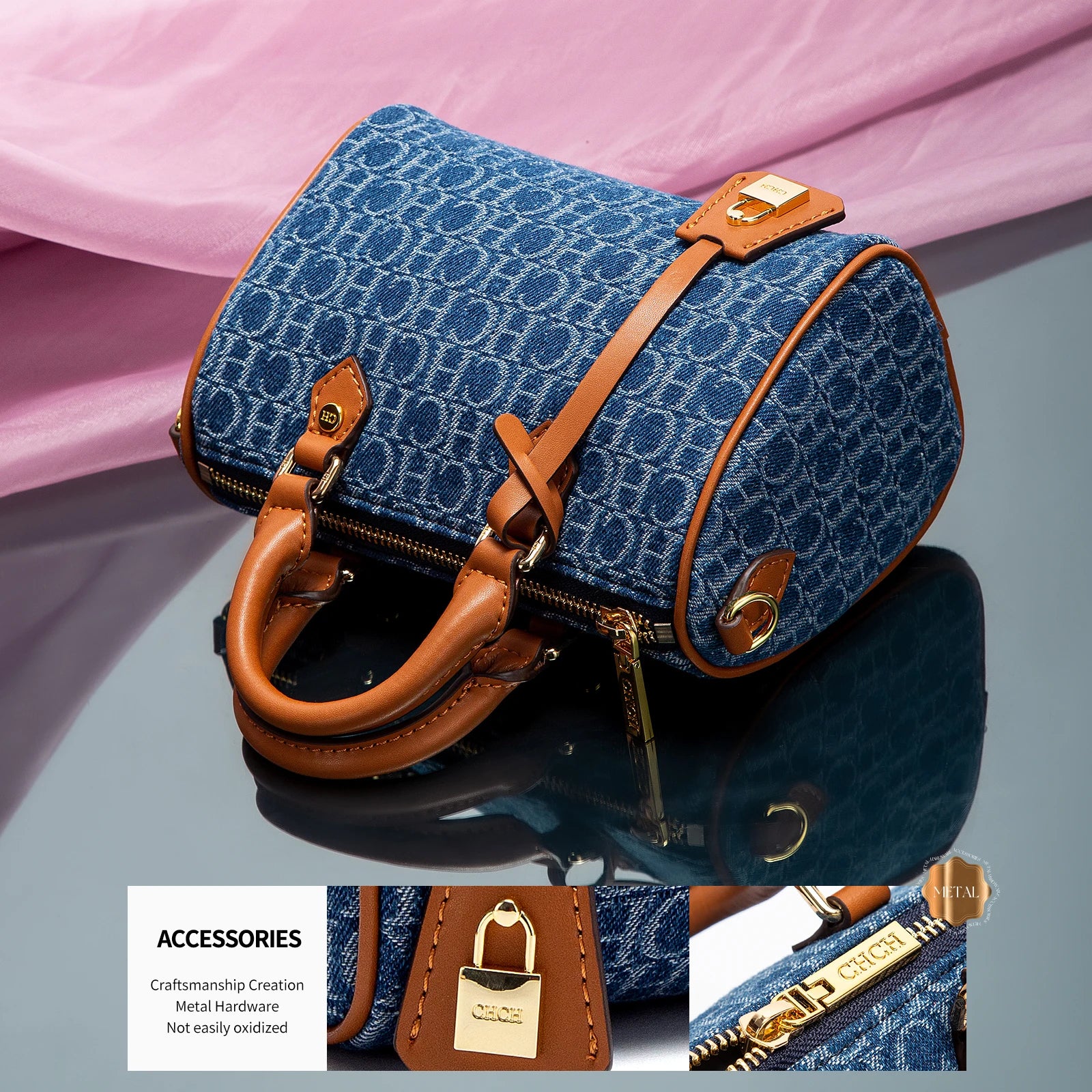 Women's Shoulder Bag 2025 New Cowboy Splicing Pillow Bag