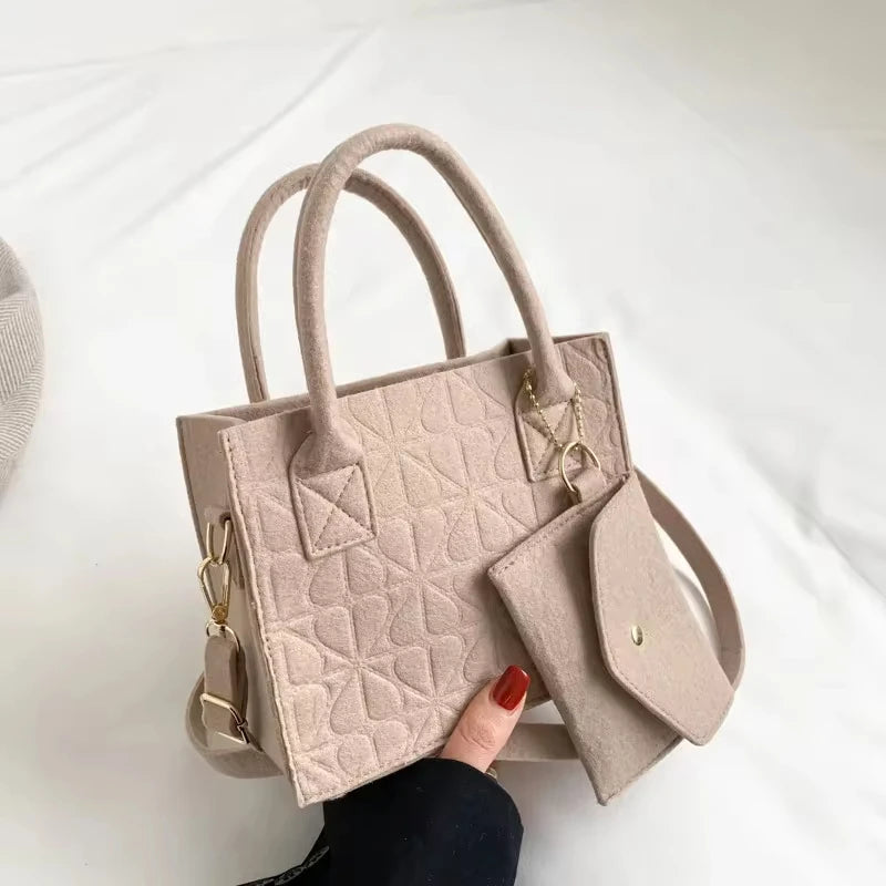Minimalist Embossed Felt Lightweight Handbag